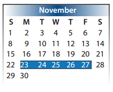 District School Academic Calendar for Watkins Middle School for November 2015