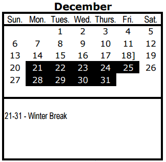 District School Academic Calendar for Juvenile Justice Aep for December 2015