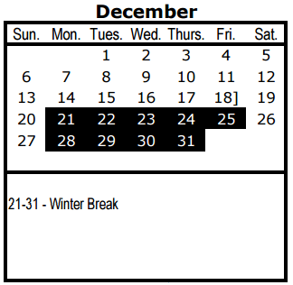 District School Academic Calendar for Tom W Field Elementary School for December 2015