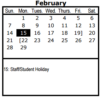 District School Academic Calendar for Albert S Johnston Elementary School for February 2016