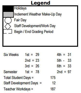 District School Academic Calendar Key for L V Stockard Middle