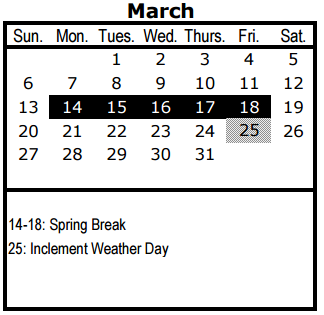 District School Academic Calendar for W H Atwell Middle for March 2016