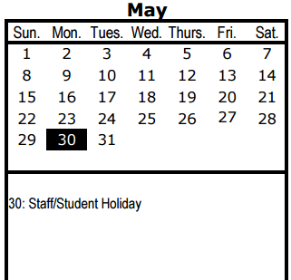 District School Academic Calendar for Albert S Johnston Elementary School for May 2016