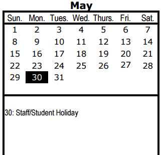 District School Academic Calendar for W H Atwell Middle for May 2016