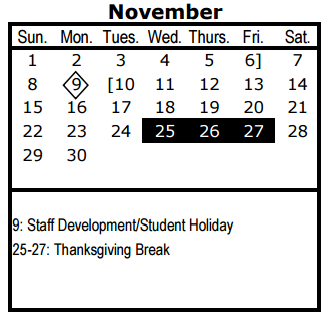 District School Academic Calendar for Sudie L Williams Elementary School for November 2015