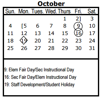 District School Academic Calendar for Seagoville Elementary School for October 2015