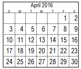 District School Academic Calendar for Fairmont Jr High for April 2016