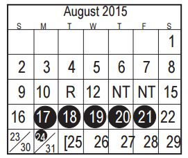 District School Academic Calendar for Carpenter Elementary for August 2015