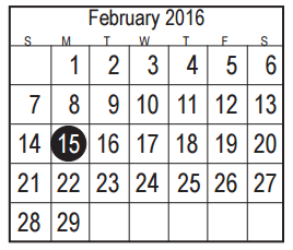 District School Academic Calendar for Jp Dabbs Elementary for February 2016