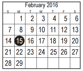 District School Academic Calendar for Carpenter Elementary for February 2016