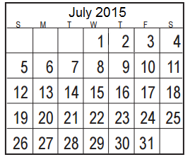 District School Academic Calendar for Fairmont Jr High for July 2015