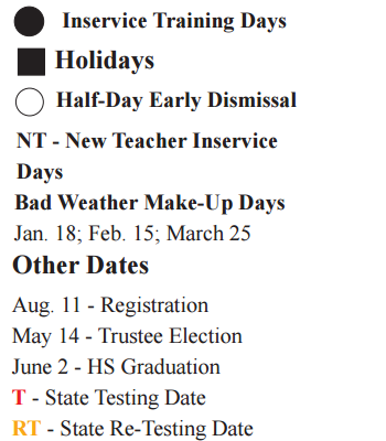 District School Academic Calendar Legend for Fairmont Elementary