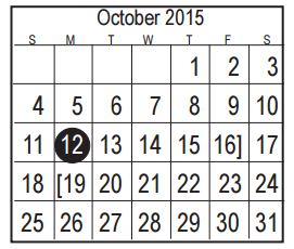 District School Academic Calendar for Parkwood Elementary for October 2015