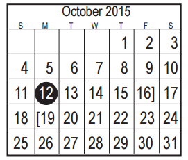 District School Academic Calendar for Early Childhood Center for October 2015