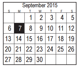District School Academic Calendar for Jp Dabbs Elementary for September 2015