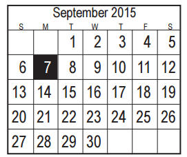 District School Academic Calendar for Harris Co J J A E P for September 2015