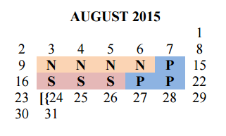 District School Academic Calendar for Del Valle High School for August 2015