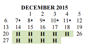 District School Academic Calendar for Travis Co J J A E P for December 2015