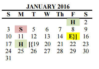 District School Academic Calendar for Del Valle Elementary School for January 2016