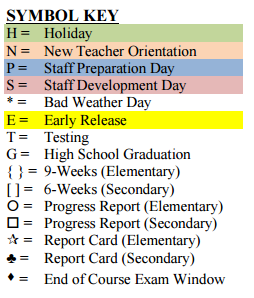 District School Academic Calendar Legend for Del Valle Elementary School