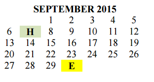 District School Academic Calendar for Del Valle Opportunity Ctr for September 2015