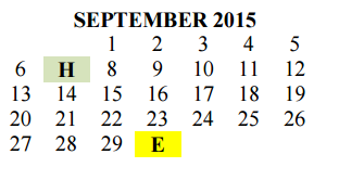 District School Academic Calendar for Smith Elementary for September 2015