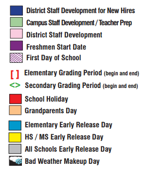 District School Academic Calendar Legend for Providence Elementary