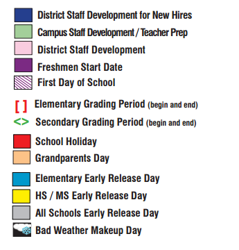 District School Academic Calendar Legend for Navo Middle School