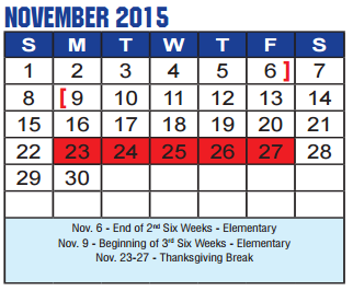 District School Academic Calendar for Borman Elementary for November 2015
