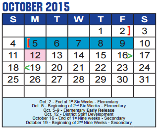 District School Academic Calendar for Borman Elementary for October 2015