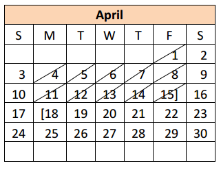 District School Academic Calendar for Donna Alternative Education Progra for April 2016