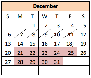 District School Academic Calendar for Guzman Elementary for December 2015