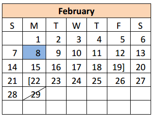 District School Academic Calendar for Daniel Singleterry Sr for February 2016