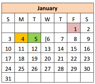 District School Academic Calendar for Hidalgo Co J J A E P for January 2016