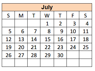 District School Academic Calendar for Ochoa Elementary for July 2015