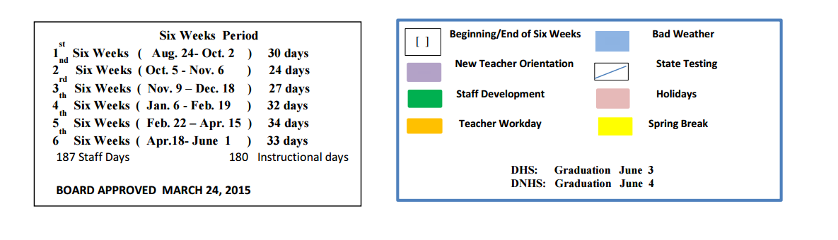 District School Academic Calendar Key for Donna High School