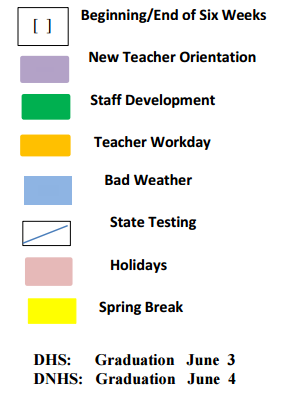 District School Academic Calendar Legend for Stainke Elementary