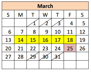 District School Academic Calendar for Hidalgo Co J J A E P for March 2016