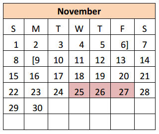 District School Academic Calendar for Stainke Elementary for November 2015