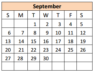 District School Academic Calendar for Donna Alternative Education Progra for September 2015