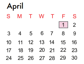 District School Academic Calendar for Alexander Elementary for April 2016