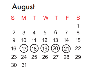 District School Academic Calendar for P A C E School for August 2015