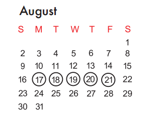 District School Academic Calendar for Summit for August 2015