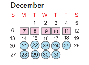 District School Academic Calendar for P A S S Learning Ctr for December 2015