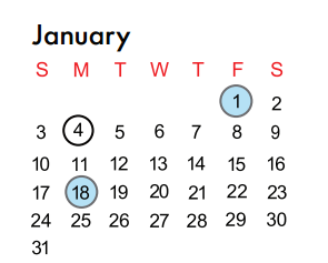 District School Academic Calendar for Merrifield Elementary for January 2016
