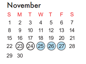 District School Academic Calendar for P A C E School for November 2015