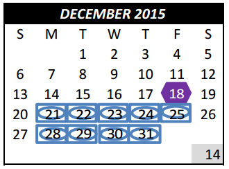 District School Academic Calendar for Alter Discipline Campus for December 2015