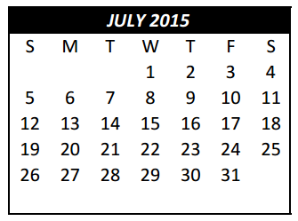 District School Academic Calendar for Bryson Elementary for July 2015