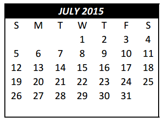 District School Academic Calendar for Highland Middle for July 2015