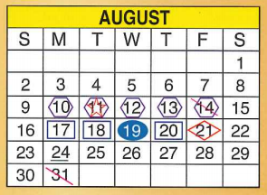 District School Academic Calendar for E P H S - C C Winn Campus for August 2015